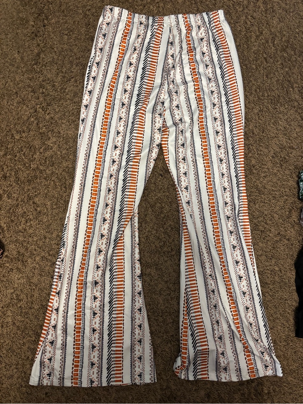 Women's Striped Wide-Leg Pants - White & Orange